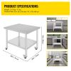 Stainless Steel Work Table 36 x 30 x 34 Inch, 700 LBS Load Capacity with 4 Wheels, 3 Adjustable Height Levels