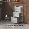 Outdoor Kitchen Drawers 16" W x 28.5" H x 20.5" D, Flush Mount Triple Access BBQ Drawers Stainless Steel with Handle