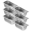 6 Pack Hotel Pans, 1/3 Size Anti-Jam Steam Pan, 0.8mm Thick Stainless Steel Restaurant Steam Table Pan, 4-Inch Deep Commercial Table Pan
