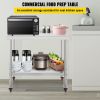 Stainless Steel Prep Table, 36 x 24 x 35 Inch, 440lbs Load Capacity Heavy Duty Metal Worktable with Backsplash Adjustable Undershelf & 4 Casters