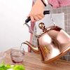 Rose Gold Stainless Steel Kettle; Streamlined Spout; Anti-scalding Handle; tea Kettle for Stove Top Whistling (Size : 4L) - 2L