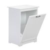 Trash Can Cabinet with Adjustable Tilted Angles;  Kitchen Garbage Bin Holder for Kitchen;  Living Room and Balcony;  White - white