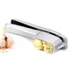 Garlic Press & Slicer 2 in 1 - Aluminium Garlic & Ginger Mincer and Slicer - with Slicing and Grinding - Kitchen Cooking Tools - Silver