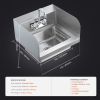 Commercial Hand Sink with Faucet and Side Splash, Stainless Steel Sink for Washing, Small Hand Washing Sink, Wall Mount Hand Basin for Restaurant