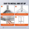 Stainless Steel Prep Table, 24 x 24 x 34 Inch, 700 lbs Load Capacity, Heavy Duty Metal Worktable with 3 Adjustable Height Levels