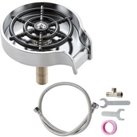 Glass Rinser, 10 Powerful Spraying Jets 360Â° Rotating Cup Rinser for Sink (Base Material: ABS Base, Color: Brushed Nickel)