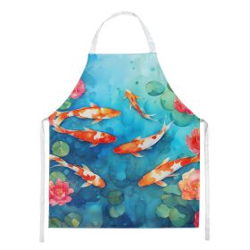 Koi Fish Apron Cooking Kitchen Server Baking Crafts Gardening for Adult Women Men, Unisex, Large, Multicolor (Default: Default)