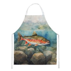 Brook Trout Apron Cooking Kitchen Server Baking Crafts Gardening for Adult Women Men, Unisex, Large, Multicolor (Default: Default)