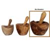 Olive Wood Rustic Mortar and Pestle Set - Handcrafted Wooden Spice Grinder